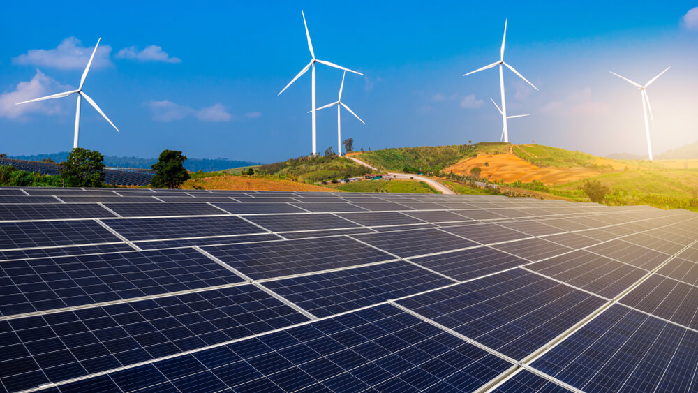 solar farm and windmills