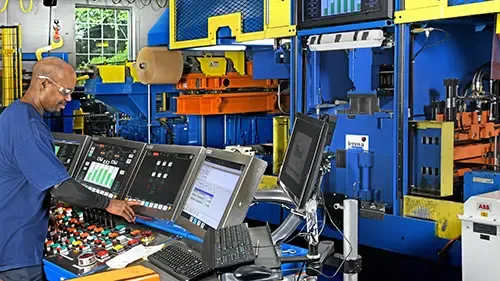 Ulbrich operator running material on reroll mill