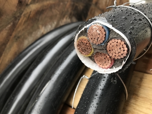 electrical cable in rain