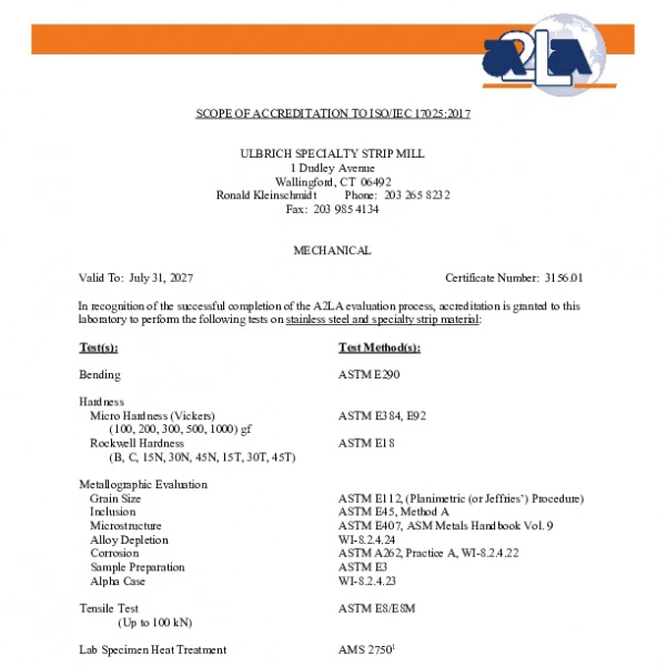 A2 LA ISO IEC 17025 Cert USSM expires 7 31 27